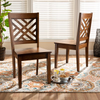 Baxton Studio RH317C-Walnut Wood Flat Seat-DC Baxton Studio Caron Modern and Contemporary Transitional Walnut Brown Finished Wood 2-Piece Dining Chair Set